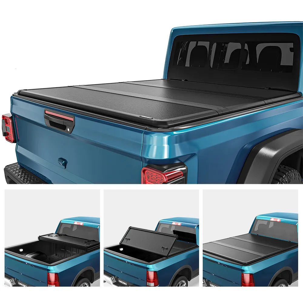 OEDRO 5FT FRP Hard Tri-fold Tonneau Cover Fold Truck Bed Covers Compatible with 2020-2026 Jeep Gladiator, Fleetside 5 Feet Bed
