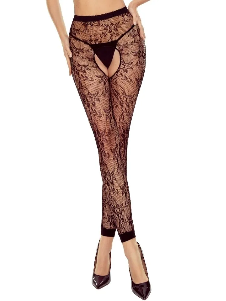 Passion Floral Lace Footless Tights
