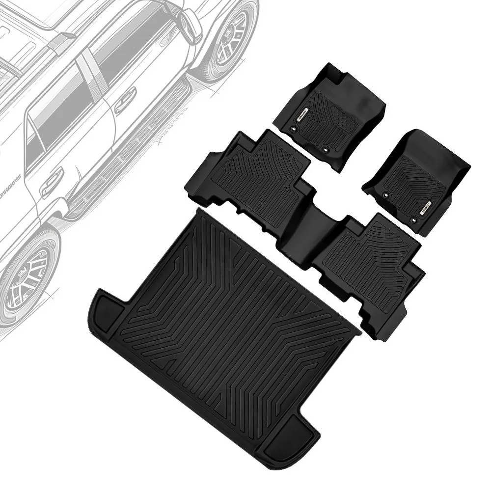 OEDRO® Floor Mats & Cargo Liners Set for 2013-2024 Toyota 4Runner, Unique Black TPE All-Weather Guard Full Set Liners
