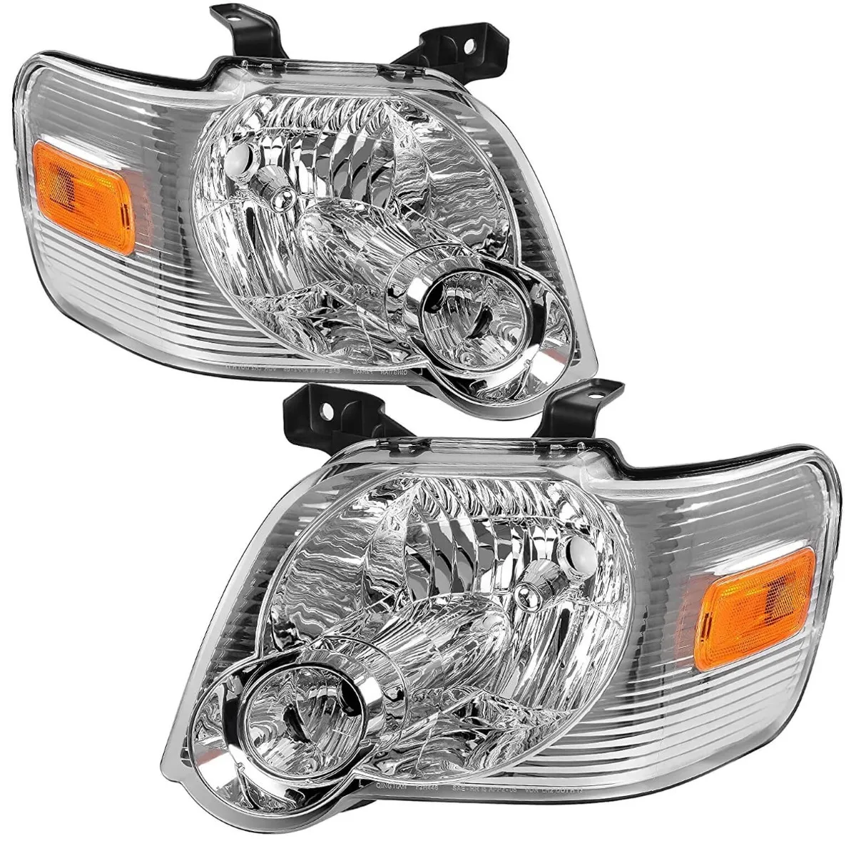YITAMOTOR® 2006-2010 Ford Explorer Headlight Assembly Chrome Housing with Amber Reflector