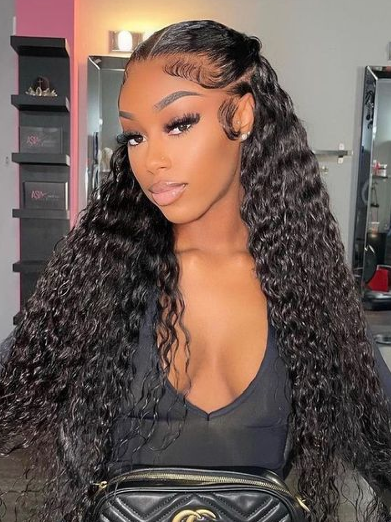 13x4 HD Lace Frontal Wigs Curly Glueless Human Hair Wig 200% Density Natural Color