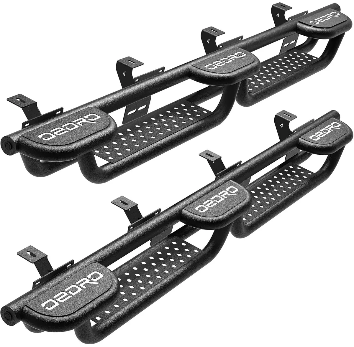 OEDRO Running Boards w/Three Raised Steps Compatible with 2020-2026 Jeep Gladiator JT 4 Door, Tri Convex Platform Side Steps, Bed Access Nerf Bar