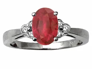 Tommaso Design Oval 8x6mm Genuine Ruby and Diamond Ring