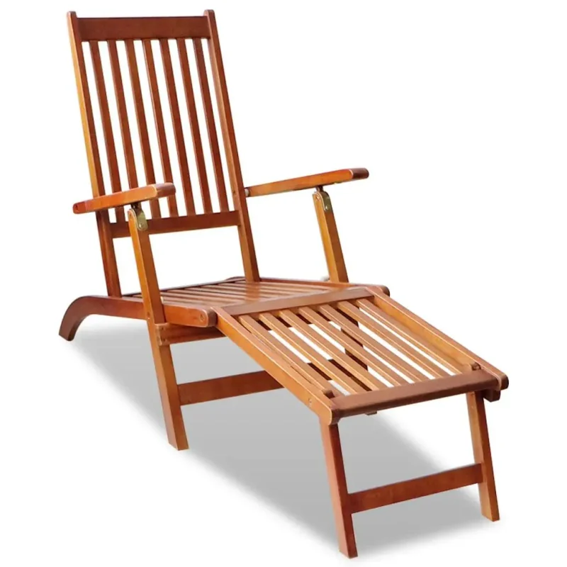 Deck Chair With Footrest Acacia Wood