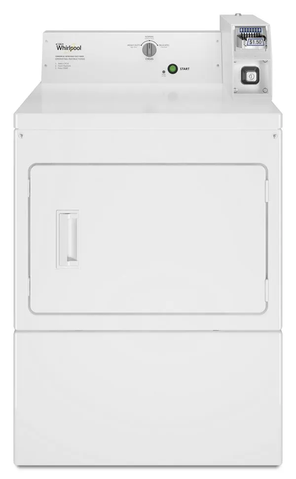 Whirlpool Commercial Gas Super-Capacity Dryer, Coin-Slide and Coin-Box in White CGM2745FQ