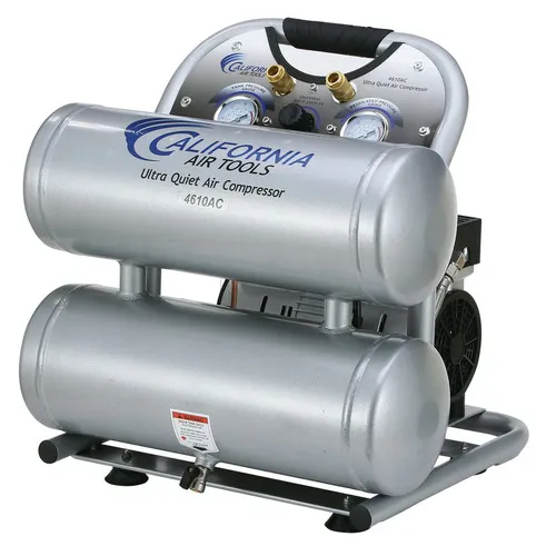 California Air Tools 4610AC 1 HP 4.6 Gallon Ultra Quiet and Oil-Free Aluminum Tank Twin Stack Air Compressor - CAT-4610AC