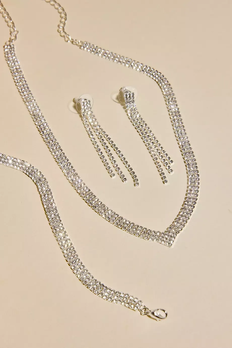 DB Studio Three-Piece Pave Cubic Zirconia Jewelry Set in Silver David's Bridal
