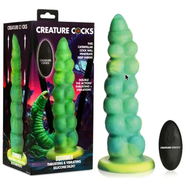 Creature Cocks Squirmer Rechargeable Thrusting Fantasy Dildo Green