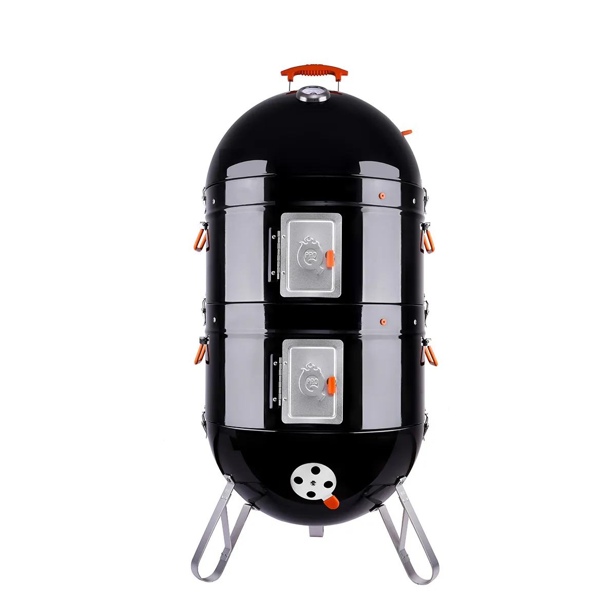 Charcoal BBQ Smoker with Built-In Thermometer