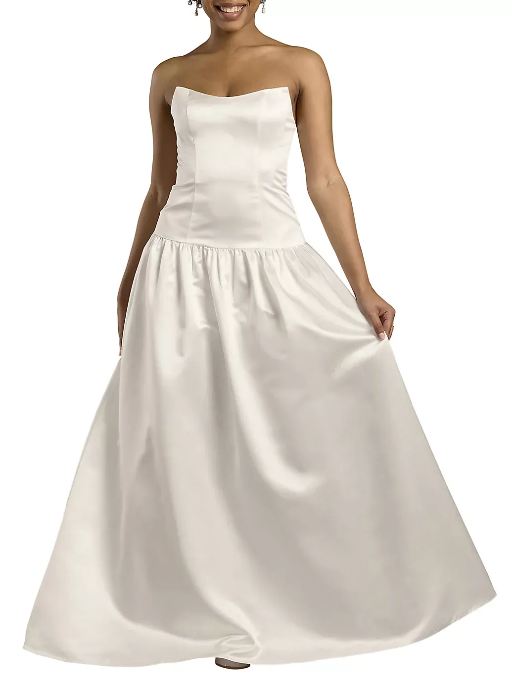 The Edit By DB Studio Drop Waist Satin A-Line Wedding Dress in Soft White Size: 14 David's Bridal