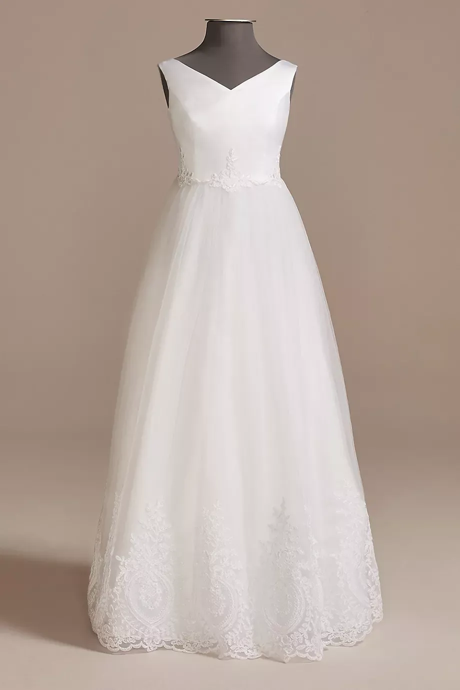 As Is Organza Lace Applique Flower Girl Tank Dress in Solid White Size: 6 David's Bridal