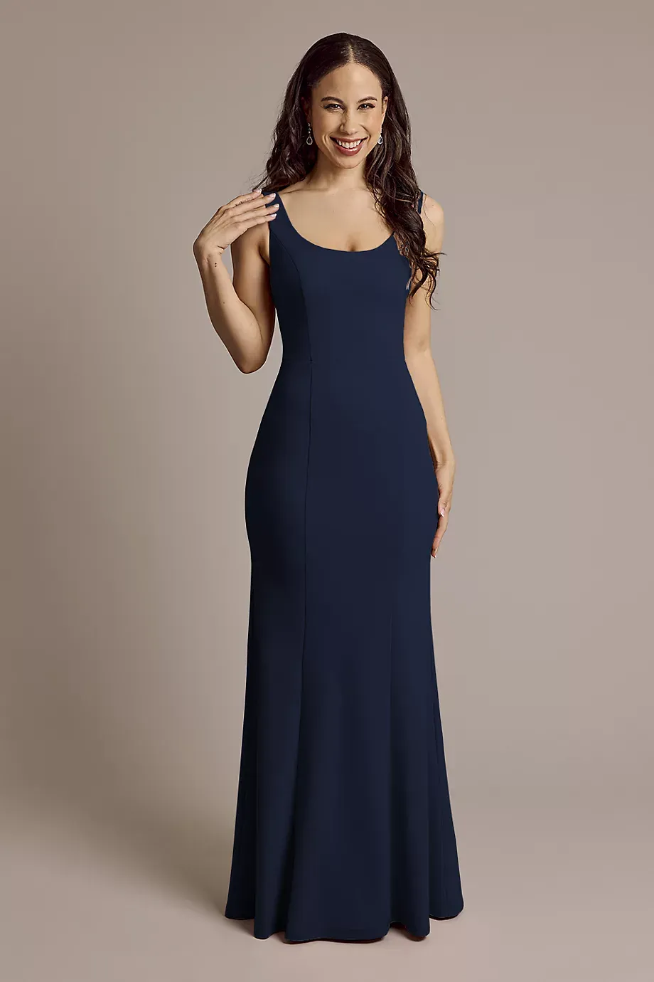 Celebrate DB Studio Crepe Tank Mermaid Dress With Back Knot in Marine Size: 24 David's Bridal