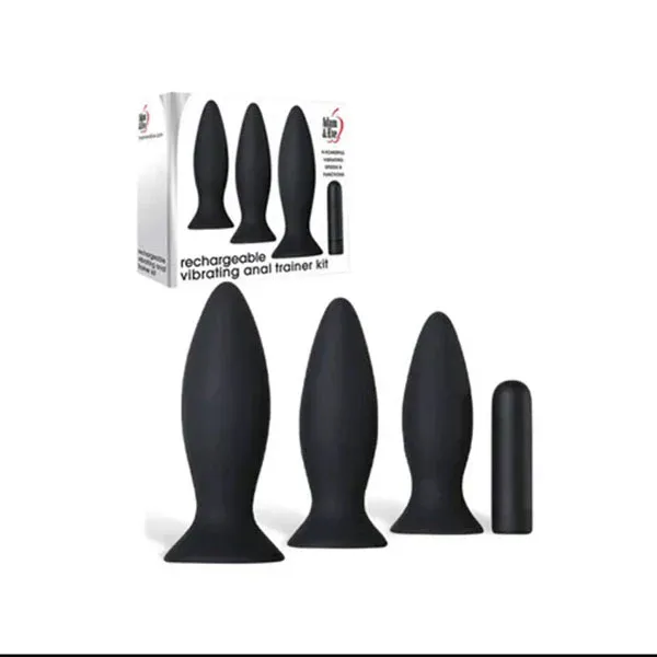 Adam And Eve Vibrating Anal Trainer Kit Butt Plugs With Bullet Black