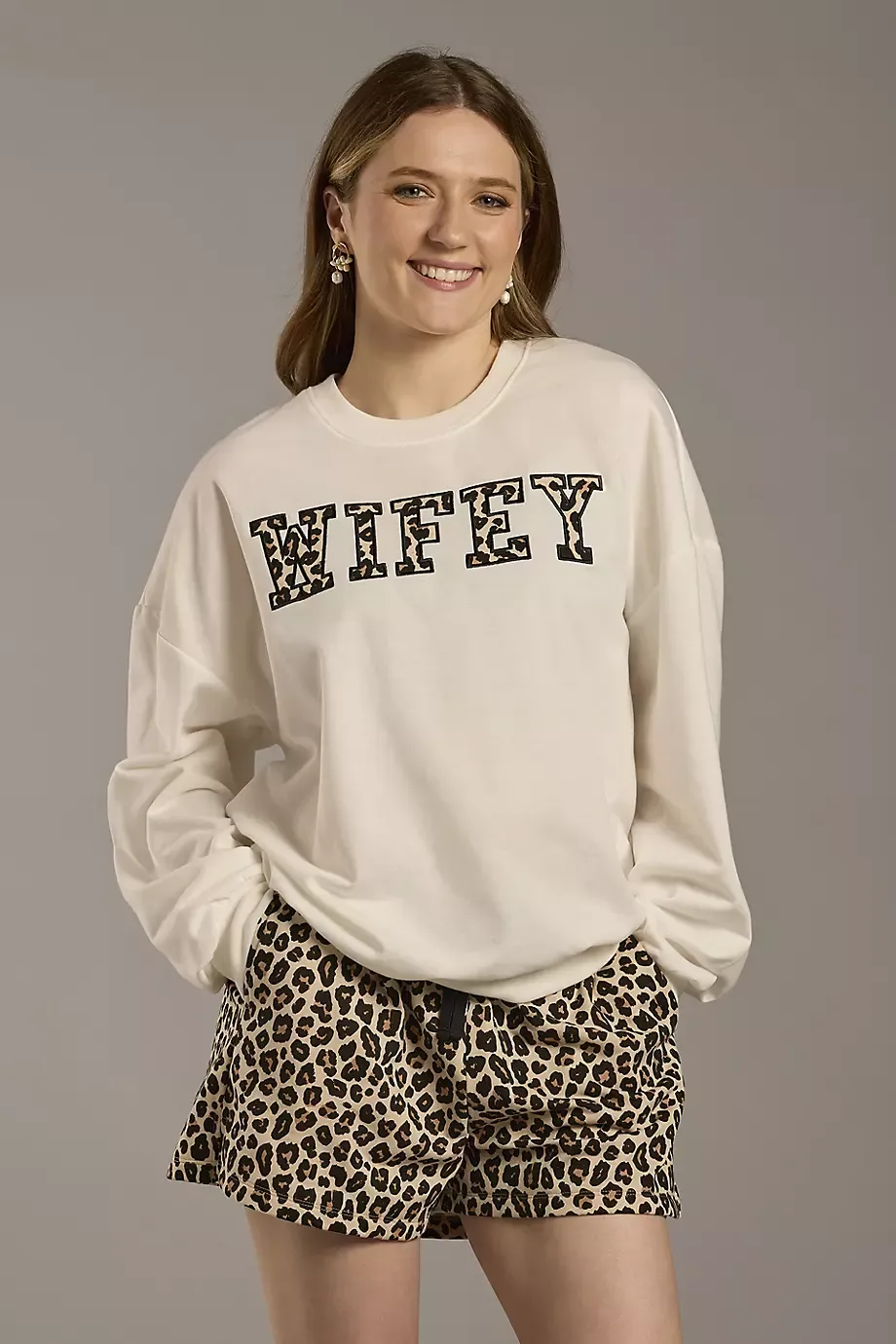 DB Studio Leopard Flannel Lounge Shorts in Brown Size: 3X David's Bridal