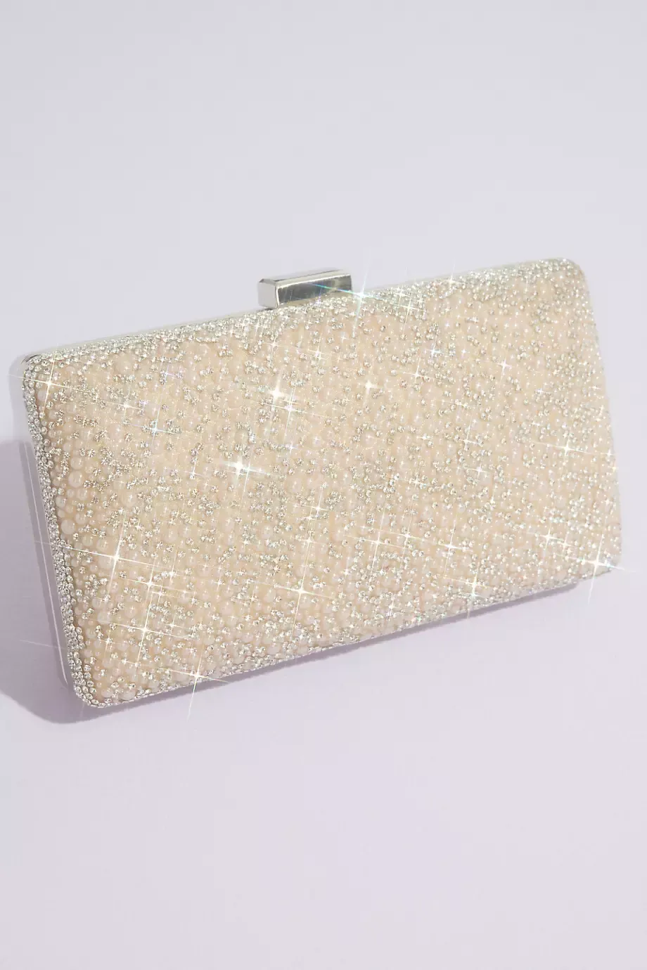 DB Studio Crystal And Pearl Embellished Clutch in Blush David's Bridal