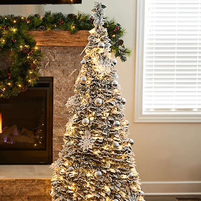 Pop-Up 6Ft. White Flocked Christmas Tree