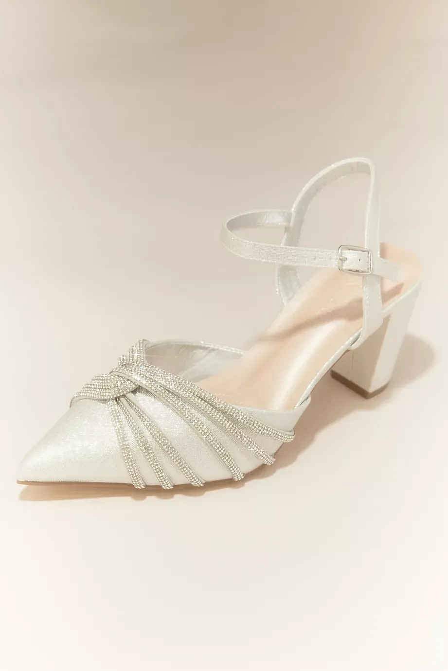 Galina Signature Pointed Toe Heel Sandals With Crystal Rope Twist in Silver Size: 9 David's Bridal