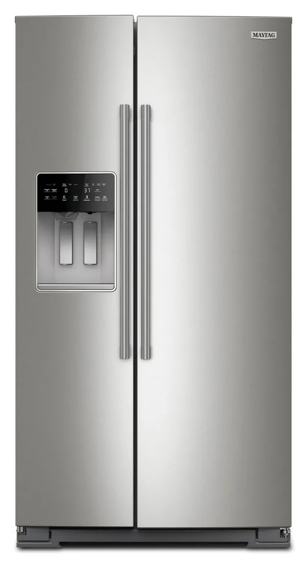 Maytag 20.55 Cu Ft, Counter Depth Side-By-Side Refrigerator, Exterior Ice And Water Dispenser In Fingerprint-Resistant Stainless Finish