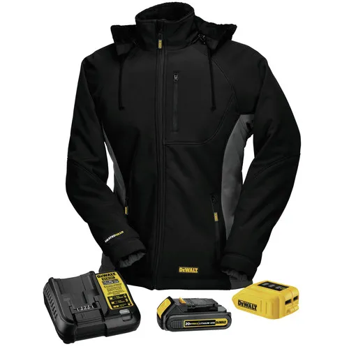 Dewalt 20V MAX Lithium-Ion Soft Shell Woman's Heated Jacket Kit - Medium, Black/Gray (1.5 Ah) - DCHJ066C1-M