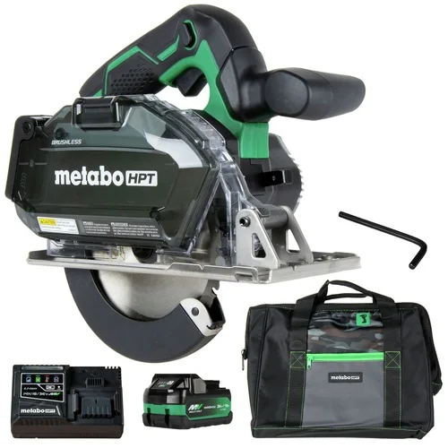 Metabo HPT 18V MultiVolt Brushless Lithium-Ion 5-3/8 in. Up to 5-7/8 in. Cordless Metal Cutting Circular Saw Kit (2.5 Ah/5 Ah) - CD1805DBM