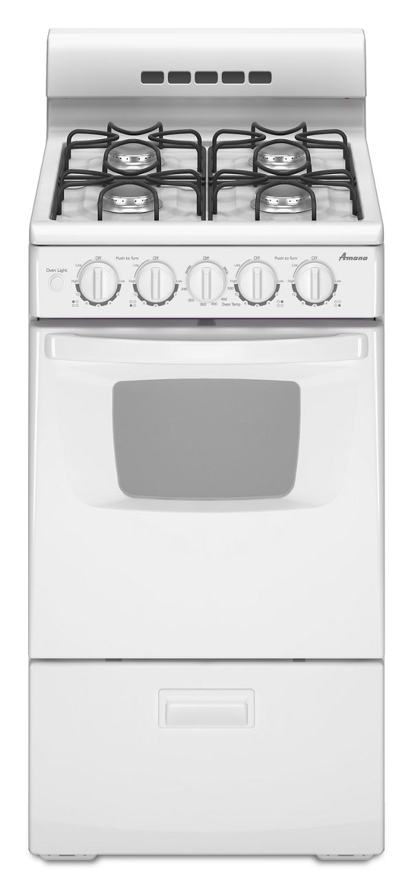 Amana 20" Gas Range with Compact Oven Capacity in White