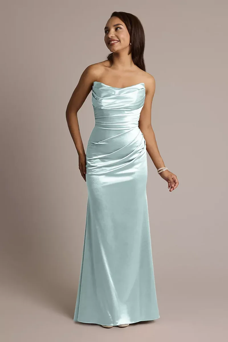 Galina Signature Sculpting Satin Strapless Mermaid Dress in Sky Blue Size: 20 David's Bridal