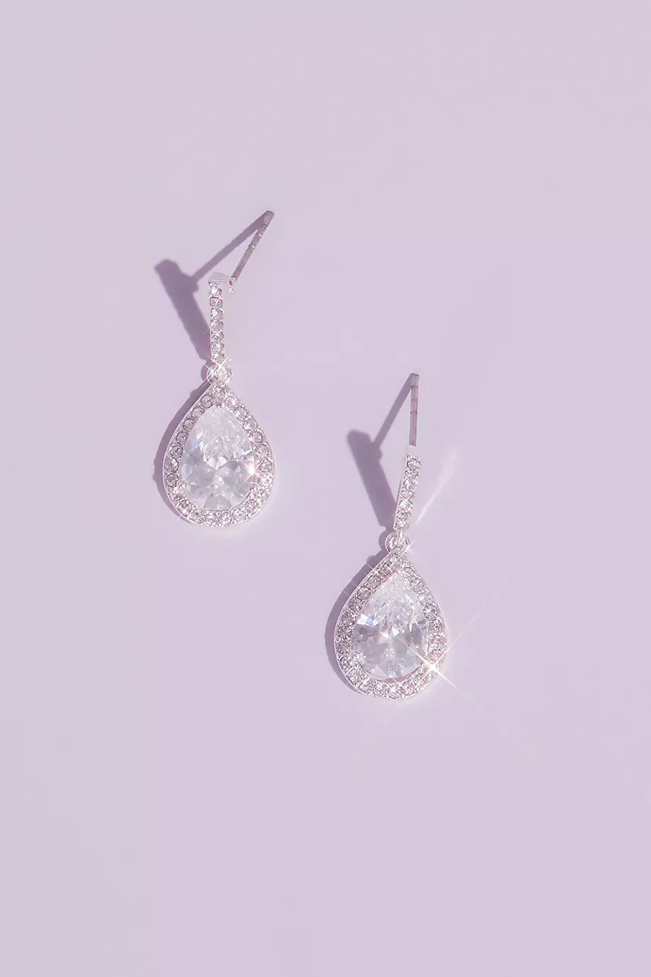 DB Studio Pear Solitaire Pave Earrings in Silver Size: N/S David's Bridal