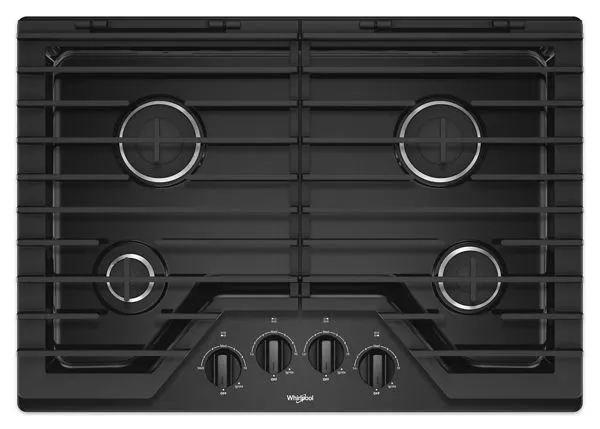 Whirlpool 30 in. Gas Cooktop with EZ-2-Lift Hinged Cast-Iron Grates in Black 30 in. WCG55US0HB