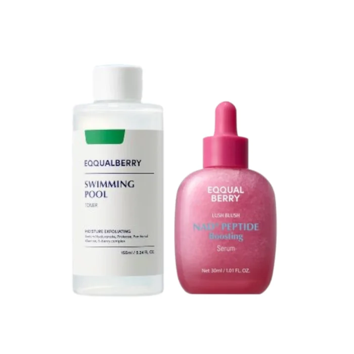 EQQUALBERRY - Swimming Pool Daily Facial Toner - 155ml (1ea) + NAD+ Peptide Boosting Serum - 30ml (1ea) Set
