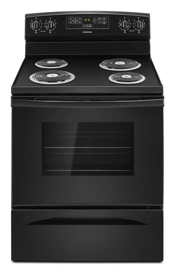 Whirlpool Amana 30 in. Amana Electric Range with Bake Assist Temps in Black 30 in. ACR4303MFB