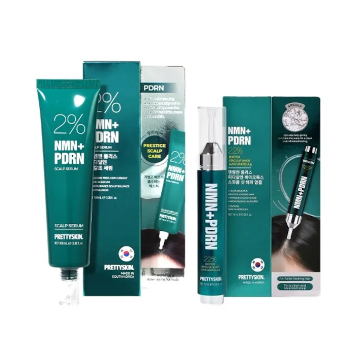 PRETTYSKIN - NMN+PDRN Scalp Serum 100ml + Biotox Spicule Shot Hair Ampoule 15ml Set