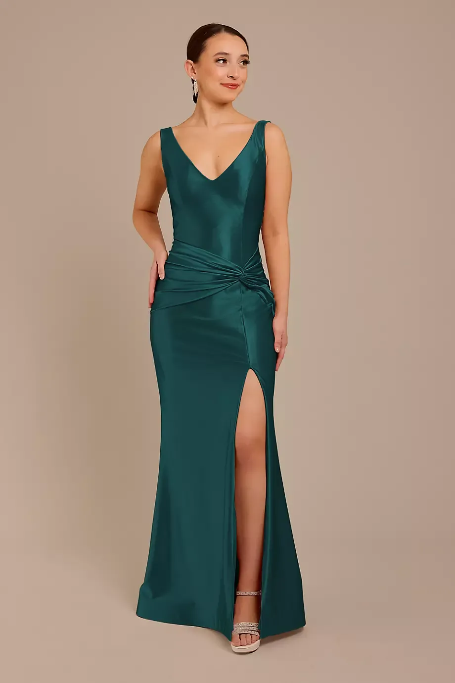 Galina Signature Sculpting Satin Tank Knot Dress in Gem Size: 0 David's Bridal