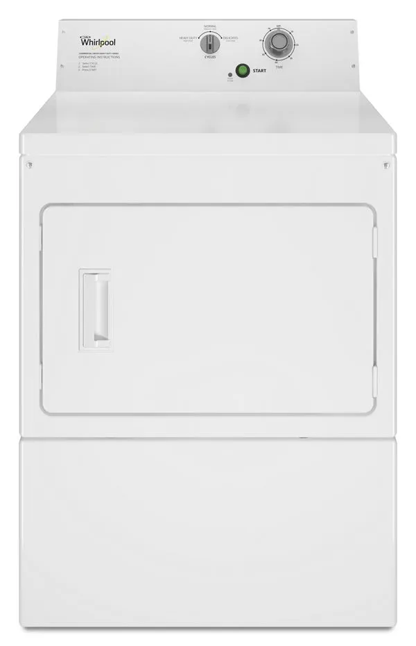 Whirlpool Commercial Gas Super-Capacity Dryer, Non-Coin in White CGM2795JQ