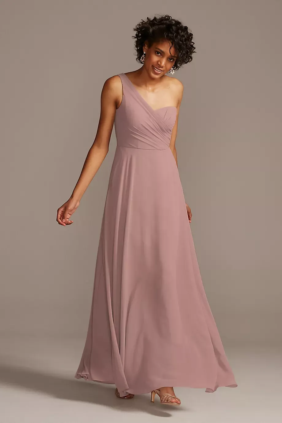 Celebrate DB Studio Full Skirt Dress With One Shoulder in Quartz Size: 30 David's Bridal