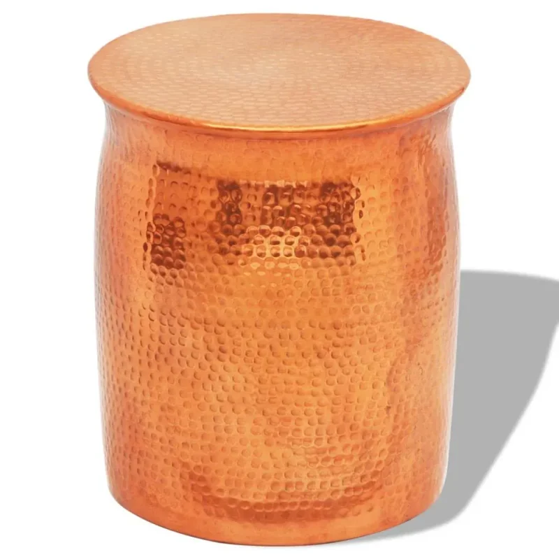 Hammered Aluminum Stool Side Table - Copper Colour
