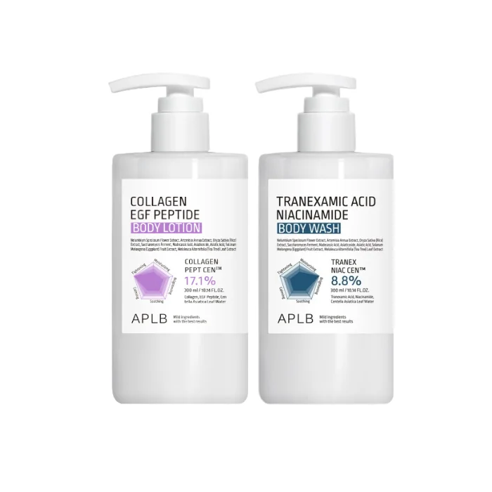 APLB - Collagen EGF Peptide Body Lotion - 300ml (1ea) & Tranexamic Acid Niacinamide Body Wash - 300ml (1ea) Set