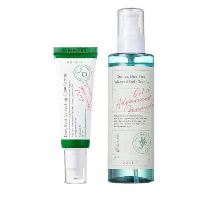 AXIS-Y Dark Spot Correcting Glow Serum X Quinoa One Step Balanced Gel Cleanser