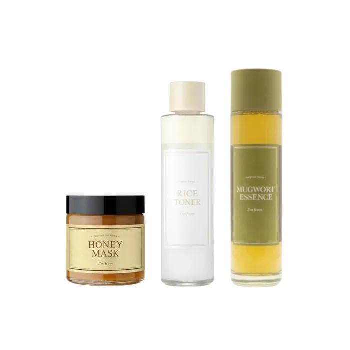 I'm From - Honey Mask - 120g (1ea) + Mugwort Essence - 160ml (1ea) + Rice Toner - 150ml (1ea) Set