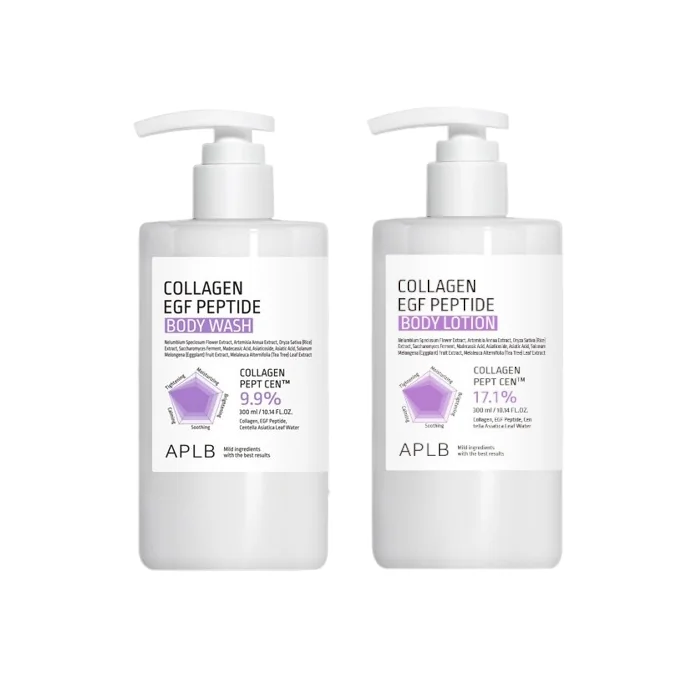 APLB - Collagen EGF Peptide Body Wash - 300ml & Body Lotion - 300ml (1ea) Set