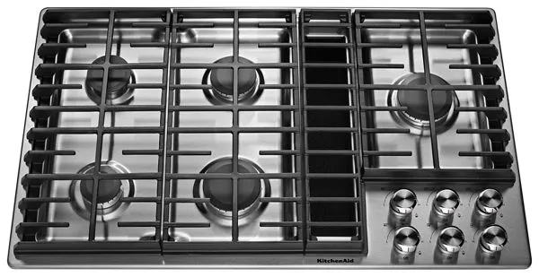KitchenAid 36" 5 Burner Gas Downdraft Cooktop in Steel KCGD506GSS
