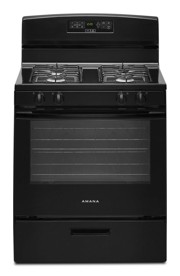 Amana 30" Gas Range with Bake Assist Temps in Black