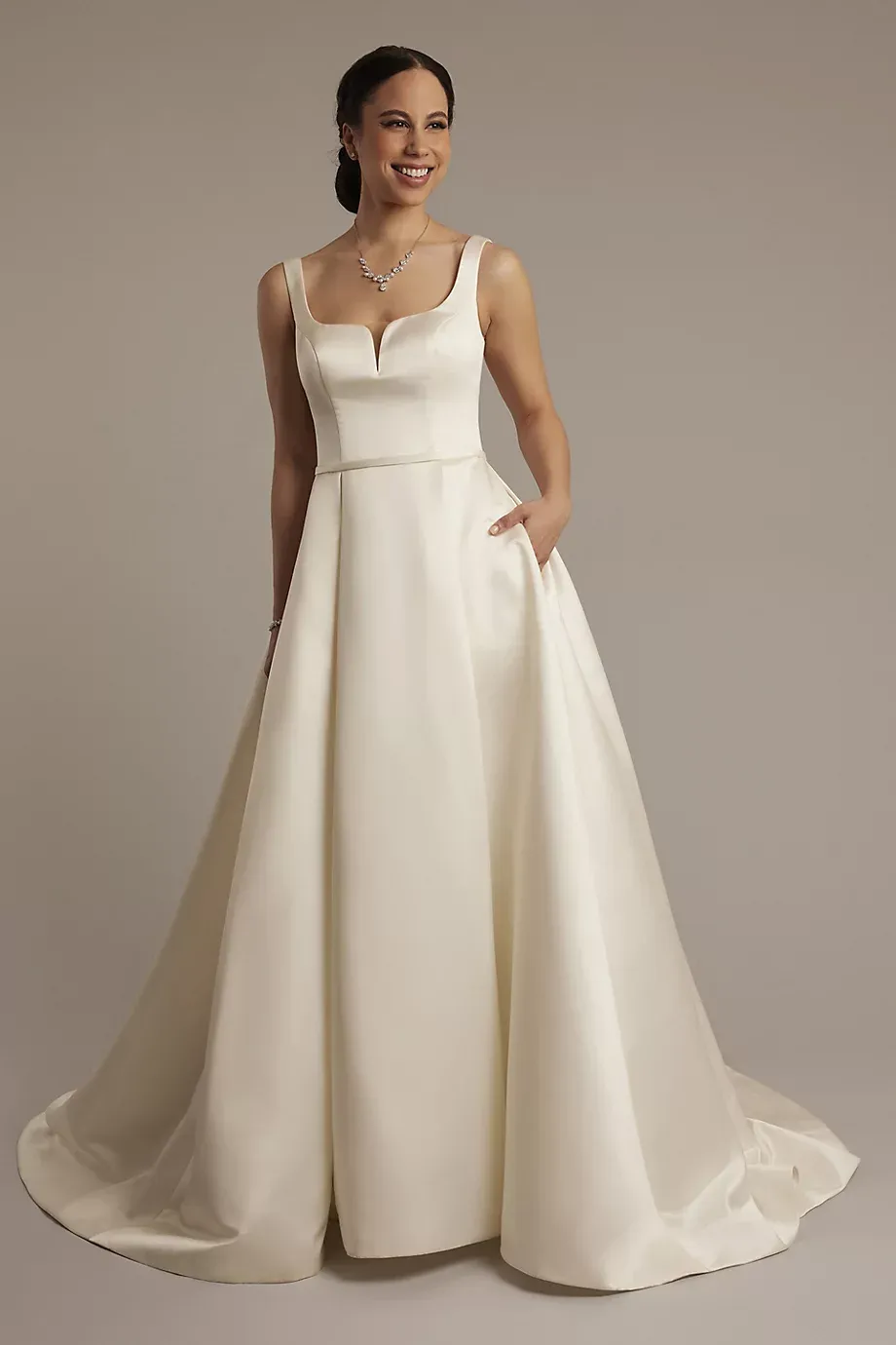 DB Studio Satin Tank Ball Gown Wedding Dress in Ivory Size: 6 David's Bridal