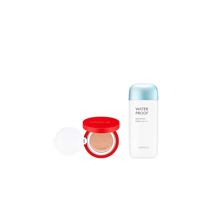 MISSHA - All-Around Safe Block Waterproof Sun Milk SPF 50+/PA++++ - 70ml X MISSHA - Velvet Finish Cushion SPF50+ PA+++ - 15g - 23