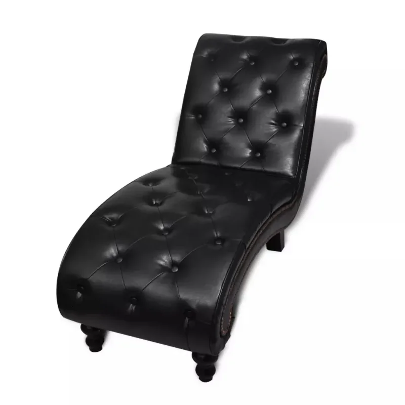 Chaise Lounge With Buttons Artificial Leather - Brown