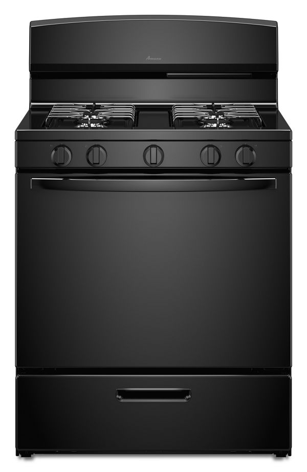 Amana 30" Gas Range with EasyAccess Broiler Door in Black