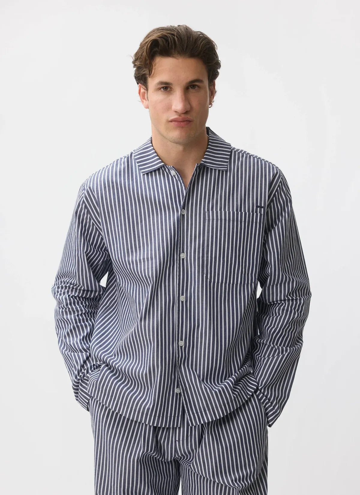 Percival Pyjama Top Cotton Blue