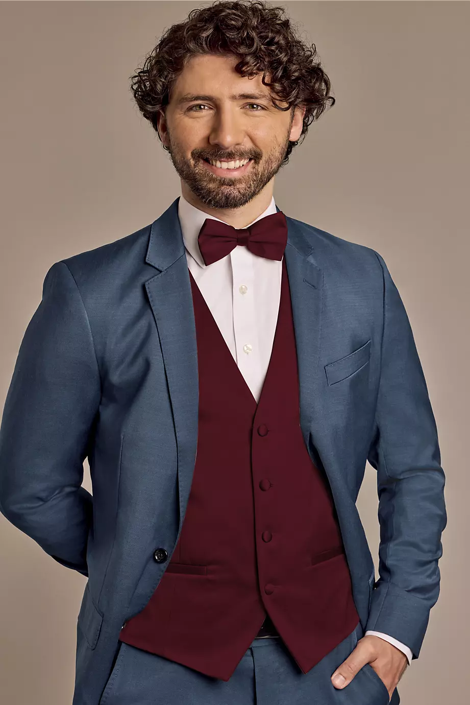 DB Studio Mens Vest in Wine Size: Medium David's Bridal