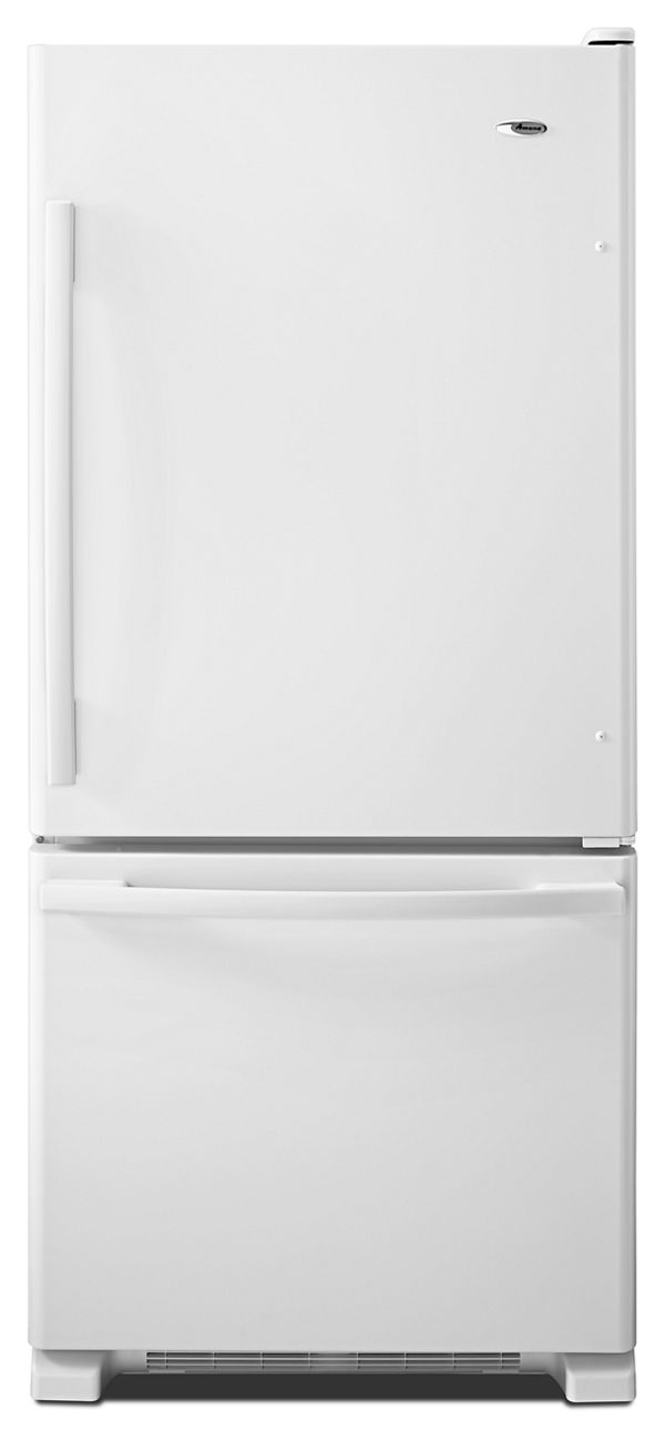 Amana 29" Wide Bottom-Freezer Refrigerator with EasyFreezer Pull-Out Drawer - 18 cu. ft. Capacity in White-on-White