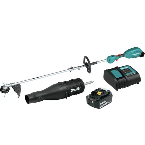 Makita 18V LXT Brushless Lithium-Ion Cordless Couple Shaft Power Head Kit with 13 in. String Trimmer and Blower Attachments (4 Ah) - XUX02SM1X3