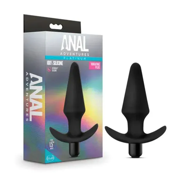 Anal Adventures Platinum Vibrating Plug Black 5 Inches Butt Plug